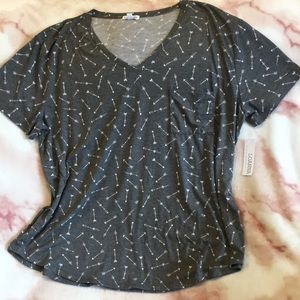 Grey & White Love Arrow Print Plus Size 2X Knit Tee Shirt by Loanna NWT Blend